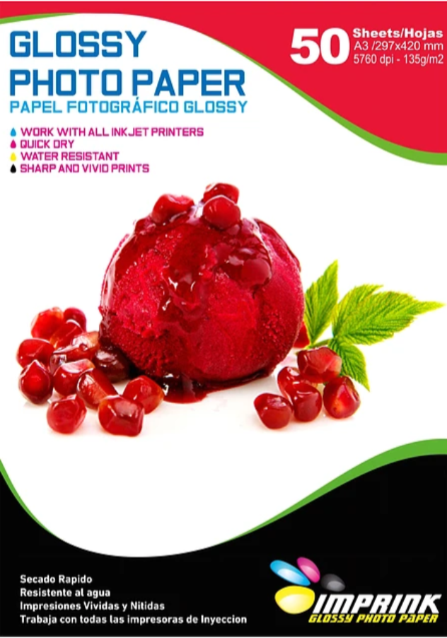 PAPEL ADHESIVO GLOSSY A3 50 HOJAS